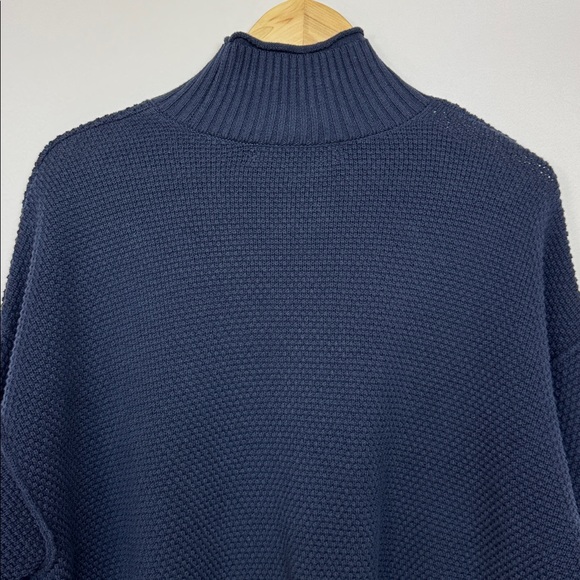 Free People Knit Sweater Navy Blue Size Medium Mock Neck - Picture 5 of 8
